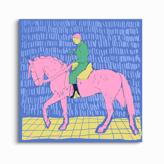 "EL CABALLO ROSA GANA POR UNA CABEZA" FINE ART PRINT