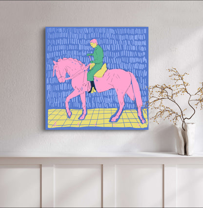 "EL CABALLO ROSA GANA POR UNA CABEZA" FINE ART PRINT