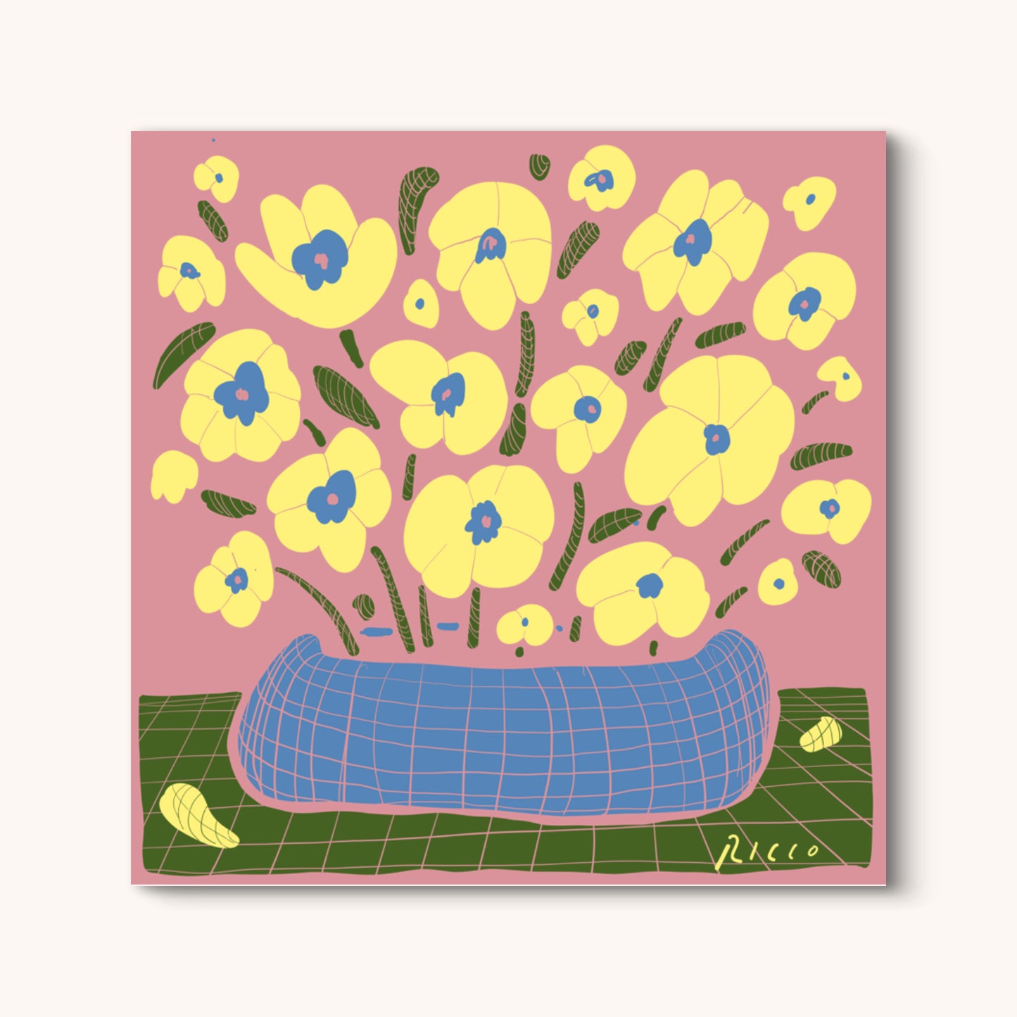 "FLORES AMARILLAS EN EL CUARTO ROSA"  FINE ART PRINT