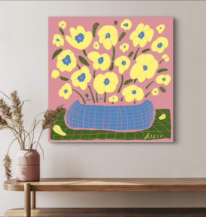 "FLORES AMARILLAS EN EL CUARTO ROSA"  FINE ART PRINT