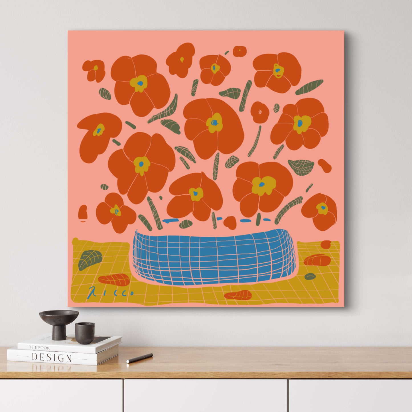 "AMAPOLAS EN EL JARRON AZUL"  FINE ART PRINT