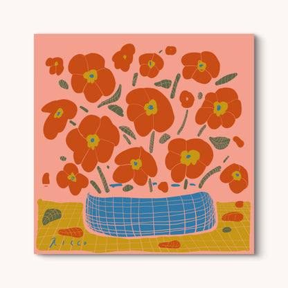 "AMAPOLAS EN EL JARRON AZUL"  FINE ART PRINT